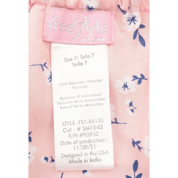 FreeStyle Revolution Pastel Pink Floral Romper Jumpsuit One Piece Girls Size 7 - Picture 3 of 8